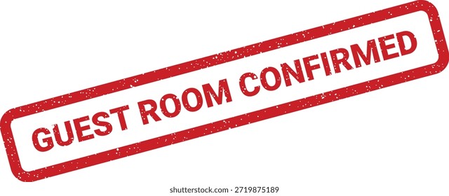 Este carimbo vermelho grunge apresenta proeminentemente "QUARTO DE HÓSPEDES CONFIRMADO", ideal para marcar as reservas bem-sucedidas de quartos em hotéis, pousadas ou locais de eventos.