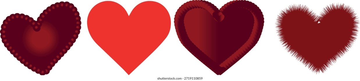 Este conjunto de ilustração de coração vermelho apresenta vários estilos de coração criativo, incluindo textura macia, liso, em camadas 3D e desenhos abstratos difusos. Cada coração expressa amor, romance, paixão e calor emocional de uma forma moderna e visualmente atraente. A variedade de estilos torna esta coleção perfeita para o mercado de impressão sob demanda dos EUA, ideal para camisetas, capuzes, canecas, adesivos, cartazes, cartões de felicitações e produtos digitais. A cor vermelha arrojada garante forte impacto visual em fundos claros e escuros, enquanto a apresentação limpa e isolada permite fácil personalização para projetos comerciais. Perfeito para o Dia dos Namorados, aniversários, presentes românticos e mercadorias sempre verdes com tema de amor, esse conjunto de corações oferece versatilidade, apelo emocional e alto valor comercial.