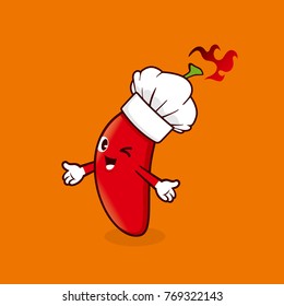 This is a red pepper with a cook hat.
They are holding open arms and welcoming positions.
It means that the fire burns on top of the fire.