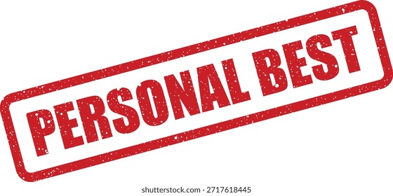 Este gráfico de carimbo vermelho exibe claramente o "PERSONAL BEST" (MELHOR PESSOAL), perfeito para marcar conquistas ou novos registros. Significa o melhor desempenho de um indivíduo.