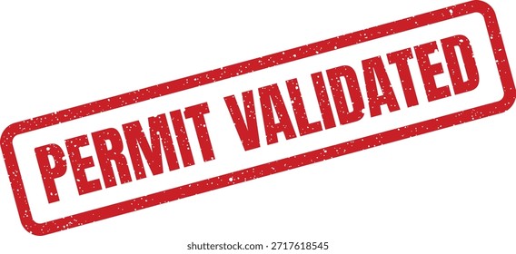 Este gráfico de sello de goma rojo muestra claramente "PERMISO VALIDADO", perfecto para confirmar la autorización oficial en los documentos. Indica un Estado de verificación exitoso.