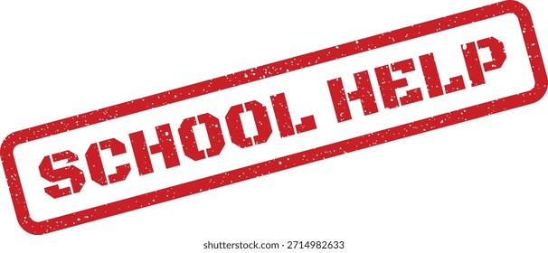 Dieser rote Gummistempel mit Grunge-Effekt zeigt kühn "Schulhilfe" an, perfekt, um Unterstützungsdienste, Beratungszentren oder Hilfsprogramme innerhalb eines pädagogischen Umfelds zu identifizieren.