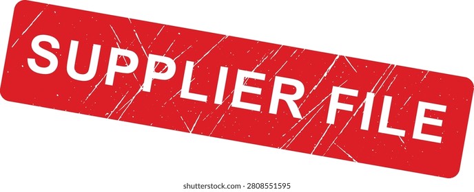 This red rubber stamp shows the text SUPPLIER FILE with a distressed, used appearance. It is designed for organized professional record keeping and vendor management.