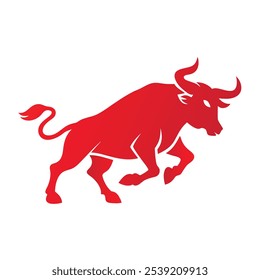 This is a red vector of a red bull. red bull is running with power of energy. 