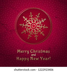 This is a red-gold background with a Christmas ball and 

snowflake. Beautiful greeting card for Christmas and 

New Year design.