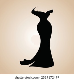 This refined black and white illustration features a woman's dress. The illustration is very detailed and lifelike.