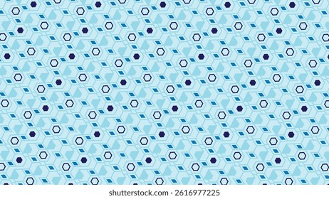 This refreshing design features a lively geometric pattern in various shades of blue, accented with deep navy, creating a vibrant and engaging texture that brightens any contemporary space.