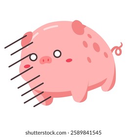 This regret little pig illustration is suitable for cute frog stickers etc