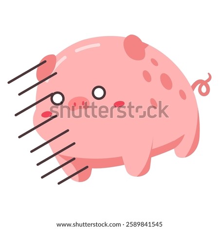 This regret little pig illustration is suitable for cute frog stickers etc