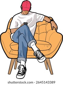 This relaxed and modern composition is ideal for lifestyle, social media, communication, or technology themes.