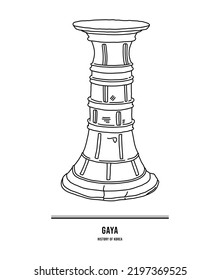 Esta es una reliquia de Gaya del Periodo de los Tres Reinos en la historia coreana. Es un soporte de barco en forma de cilindro.	