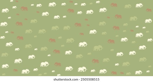 This repeating pattern of elephants in various sizes and colors would make a lovely, nature-inspired background.