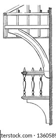This is the representation of the ceilings of the kitchen wash house pantry store room and the basement vintage line drawing or engraving illustration.
