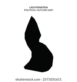 This representation displays the political outline map of Liechtenstein, highlighting the countrys distinct shape and borders within Europe. Ideal for educational purposes and geographic studies.