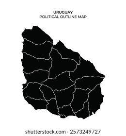 This representation displays the political outline of Uruguay, detailing its various departments and borders. It highlights the countrys geographical divisions for clarity.