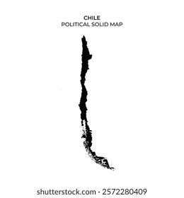 This representation displays the solid outline of Chile, highlighting its unique shape and geographical features. The map serves as a tool for understanding Chiles political boundaries.