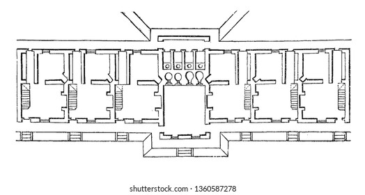 This is the representation of the elevation plan of the design LXXVII. It is the raised and ornamented vintage line drawing or engraving illustration.