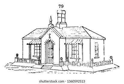 This Is A Representation Of The Expression Of  Dwelling Of Two Rooms. Which Shows The Veranda Parapet Roof Etc.