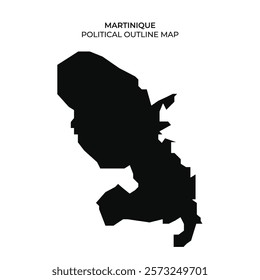 This representation highlights the political outline of Martinique, a Caribbean island. It features the distinct shape without any additional details, useful for educational purposes.