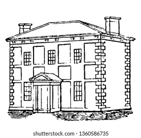 This is the representation of the production of the vertical bond or the roof which is supported by the squared stones at the angles and the hewn stones forming the piers containing the windows