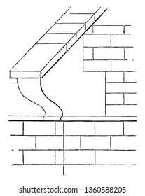 This is the representation of the roof which is thatched gables having stone tabling's and summer stones are cut in different shapes vintage line drawing or engraving illustration.