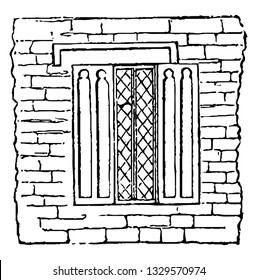 This is the representation showing the architectural shutters, those which are meant to be completely subordinate and should be painted and marked with lines, vintage line drawing illustration.