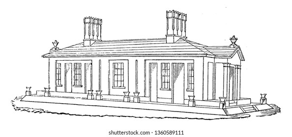 This is the representation showing the  back elevation of the cottages. It has various architectural designs.