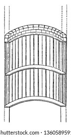 This is the representation showing a barrel curb which is formed by circular ribs generally on the elm on the outside of which slips of deal four feet long are nailed to form a cylinder.