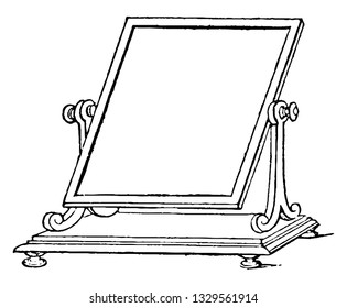 This is the representation showing a dressing glass for cottages. It is a design for a chimney glass in Grecian style with a plinth or base of solid wood on which it stands, vintage illustration.
