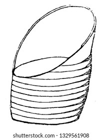 This is the representation showing easy chairs with hoods, like porter's chair are constructed of straw matting on frame of wooden rods or of stout iron wire, vintage line drawing illustration.