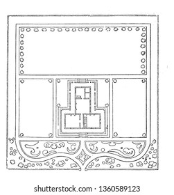 This is the representation showing the ground plan for the garden. The groups of flowers scattering of shrubs ornamental trees is shown.
