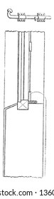 This is the representation showing the hinged shutters when folded back should be made fast in that position by the same bolt which is turned to form a handle vintage line drawing or engraving