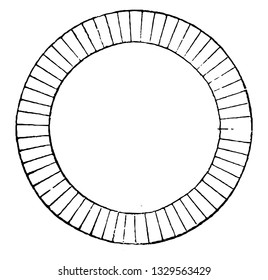 This is the representation showing the inner circle which shows a troughs or manger out of which fifty eight sheep or swine kept in the yard, vintage line drawing or engraving illustration.