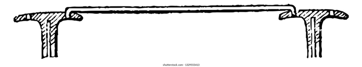This is the representation showing the methods of fixing the principal rods, that placed on them secondary rods, vintage line drawing or engraving illustration.