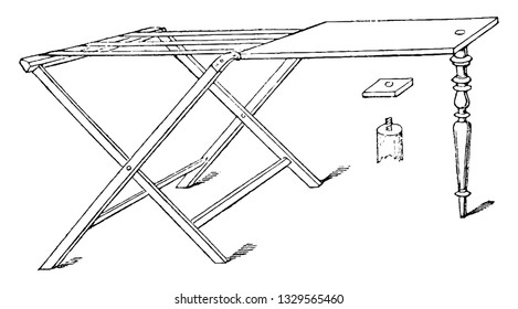 Esta es la representación que muestra una mesa de trabajo limpia, que puede ser hecha por cualquier unificador, fuera de bosques comunes del país, dibujo vintage de líneas o ilustración grabadora.