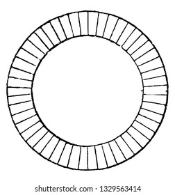This is the representation showing the number of average sized sheep or swine that would stand in a circle, vintage line drawing or engraving illustration.