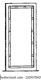 This is the representation showing the plain door which may be rendered architectural, in Gothic Style at a very trifling expense by fillets nailed on, vintage line drawing or engraving illustration.