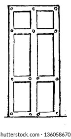 This is the representation showing the plain door which may be rendered architectural in Gothic Style at a very trifling expense by fillets nailed on vintage line drawing or engraving illustration.