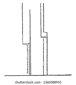 This is the representation showing the plate being raised from the bottom so as to leave a vacuity of half an inch and another vacuity of the same dimensions.