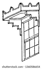 This is the representation showing the projecting from the canopies sometimes used to give consequence to the windows. These are framed in wood with paneled soffits molded cornices etc vintage line