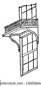 This is the representation showing the projecting from the canopies sometimes used to give consequence to the windows. These are framed in wood with paneled soffits molded cornices etc vintage line
