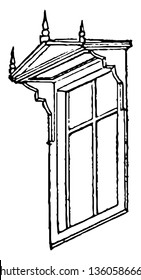 This is the representation showing the projecting from the canopies sometimes used to give consequence to the windows. These are framed in wood with paneled soffits molded cornices etc vintage line