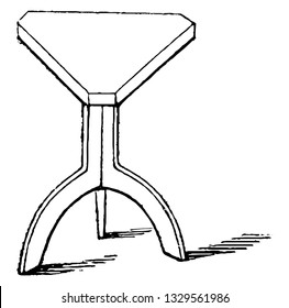 This is the representation showing a stool with cast iron legs or pillars invented by Mr. Mallet. The tops may be of any common wood or without cushions according to the use, vintage illustration.