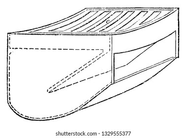 Dies ist die Darstellung einer Oberflächenentwässerung. Die Perspektivansicht des Dränagesystems wird angezeigt, die Vintage-Linienzeichnung oder Gravur-Illustration.