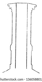 This is the representation showing the vertical section of chimney stack with four vents or flues. It has a sunk panel with lower parts with the cornice at its termination vintage line drawing