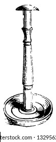 This is the representation showing a view of the drawer which are commonly fixed bonnets holders and against its side cap pins, vintage line drawing or engraving illustration.