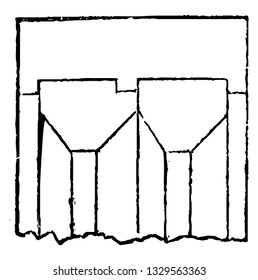 This is the representation showing a window more suitable for stables. It is composed of two bottom sashes without horizontal bar, vintage line drawing or engraving illustration.