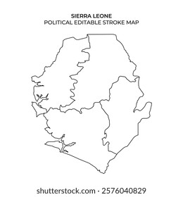 This representation of Sierra Leone outlines the countrys political boundaries. It serves as a base for various applications in geographic and educational contexts.