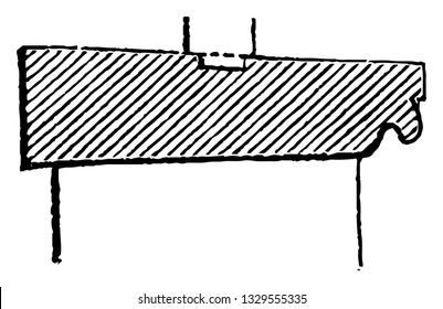 This is the representation of the view and sections of the bracket part of the post and the part of the arch in the gable of the porch, vintage line drawing or engraving illustration.