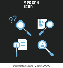 this is reseacrh icon in pixel art with simple color and black background ,this item good for presentations,stickers, icons, t shirt design,game asset,logo and your project.